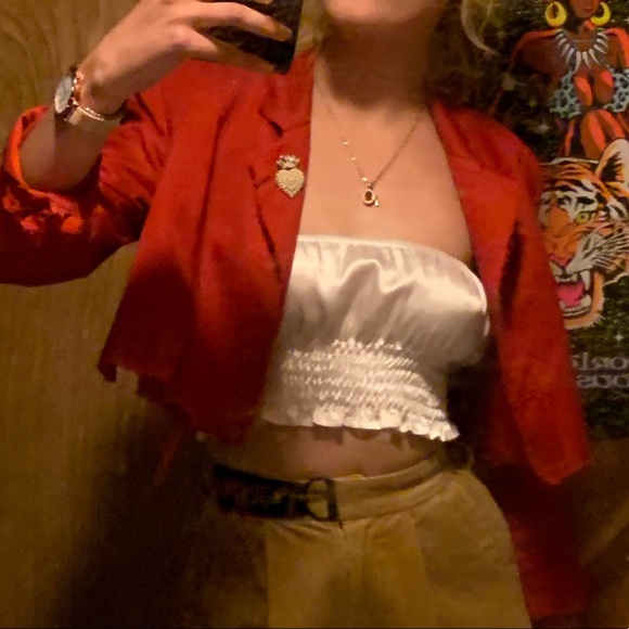RECONSTRUCTED VINTAGE red blazer - Picture 2 of 3
